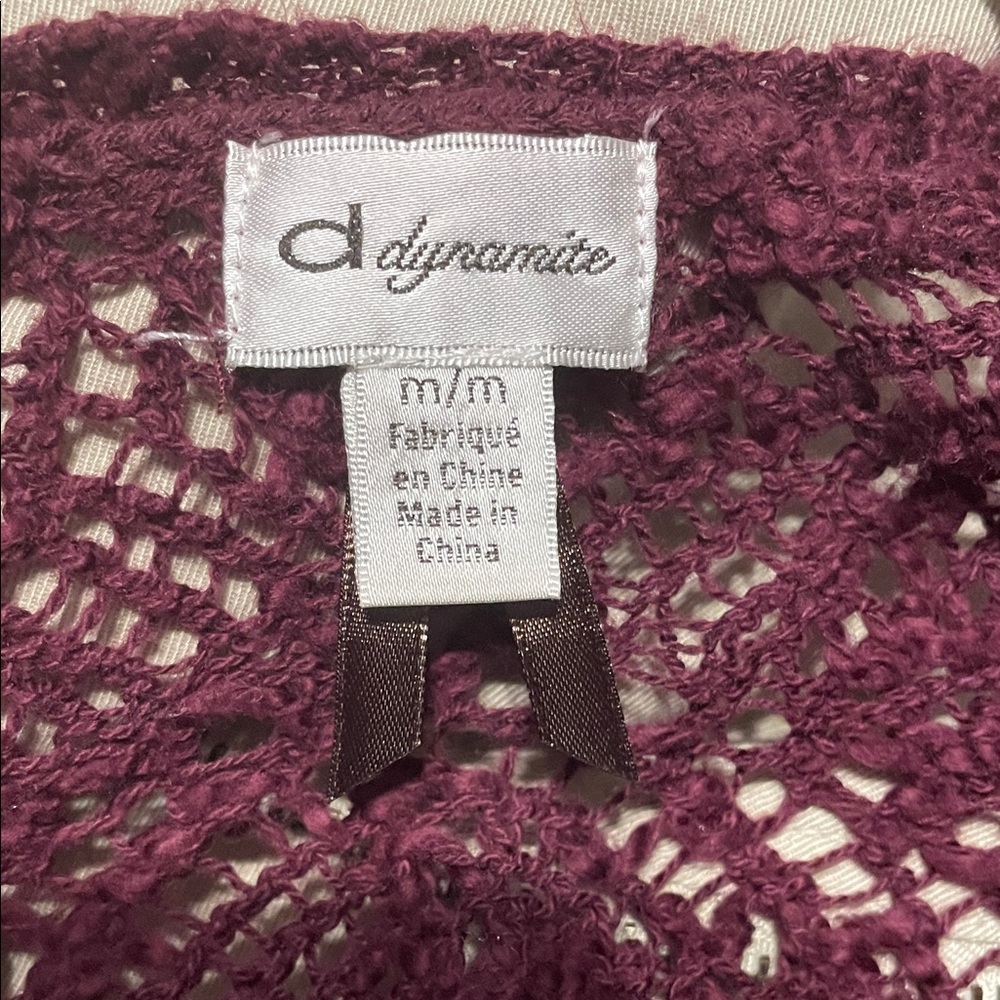 Dynamite Deep Burgundy Lace Blouse with Black Tie Up Accent - Picture 3 of 3